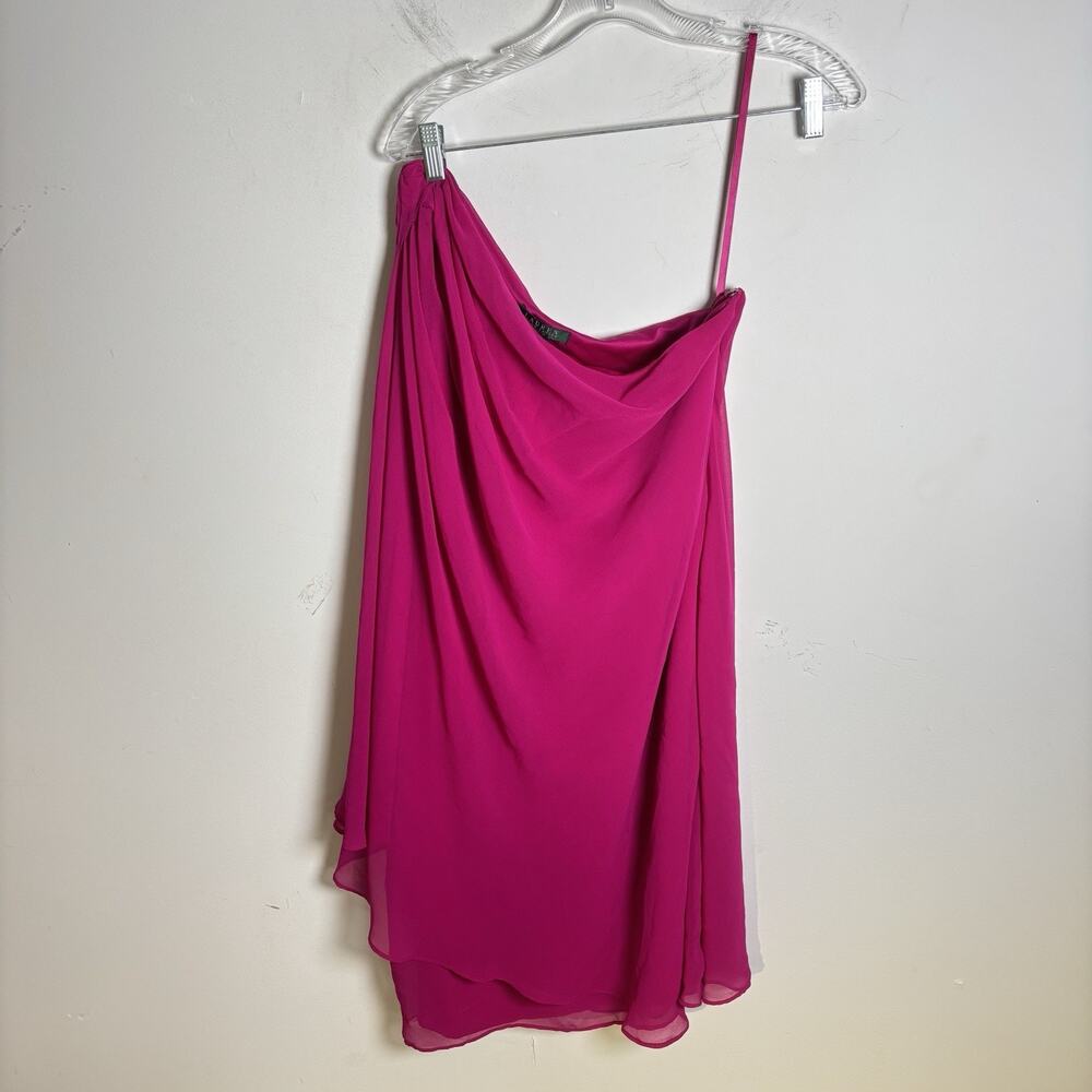 LAUREN RALPH LAUREN One Shoulder Drapey Hot Pink Dress Size 8